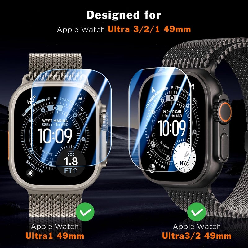 LK 3 Pack for Apple Watch Ultra 3 Screen Protector 49mm [Zero-Fault] HD Top 9H Tempered Glass Apple Watch Ultra / Ultra 2 Screen Protector 49mm with Auto-alignment Installation Frame, Anti-Scratchch - Image 3